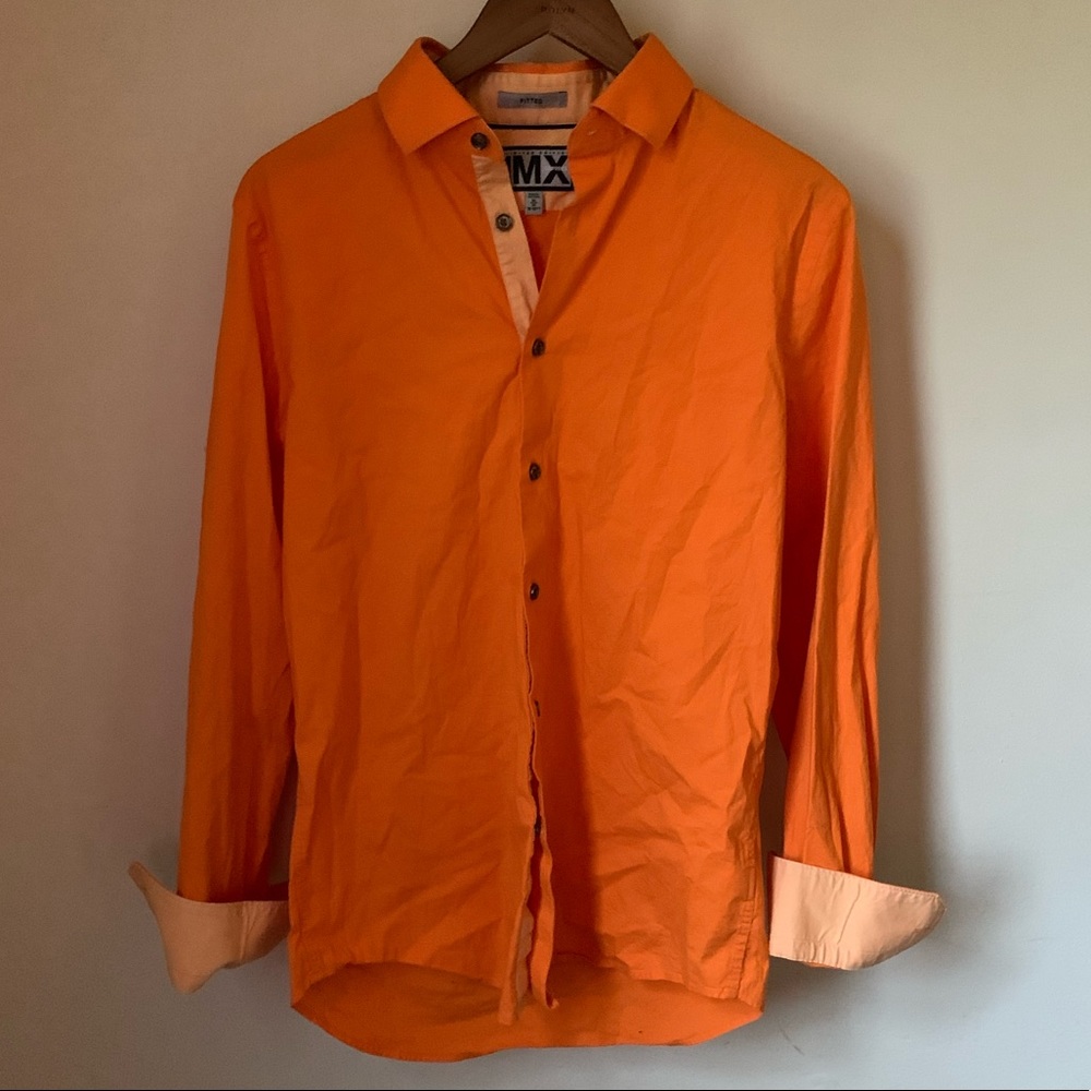 Orange button down dress shirt